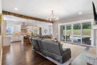 Open concept living room/kitchen makes for great entertaining space.