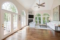 Great Room Area that overlooks the side yard and nature 17'5" X 23'6" Double Glass paned doors