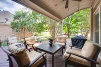 Secluded covered deck perfect for whiling away summer afternoons.