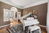 A large music room can also be used for an office or sitting room.