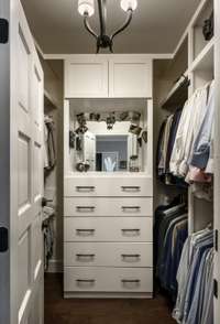 double closets, can be reconfigured for one big giant primary closet