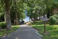 Community dock with parking area and pathway to docks