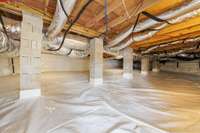 Fully encapsulated and conditioned crawlspace.