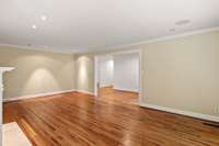 another angle of living room w/ wood-burning FP