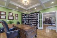 The spacious office has plenty of room for additional bookshelves so it can double as a library.  Bookcases are negotiable.