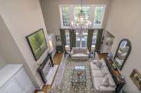 The grandness of this great room is hard to see from the photos alone!  Looking down from the open balcony above, you can imagine this room filled with holiday guests!