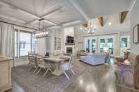 Open floor plan with beautiful ceiling accents throughout.