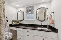 quartz countertop installed 2024 with new sink, solid wood cabinets