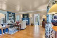 Living Room with built in bookcases