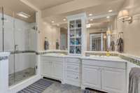 Primary bath  Dual vanities and oversized shower