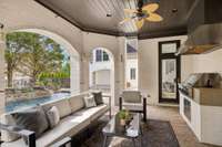 Covered Back Patio with Built-In Grill and Vent-a-hood