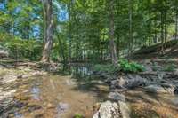 The Brentwood Branch of Stonebox Creek meanders below the home and runs year-round.