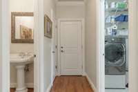 Half bath and laundry room as you enter from garage.