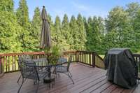 Large back deck area, perfect retreat to enjoy your back yard.