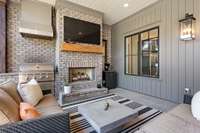 Gas fireplace and built-in gas grill - perfect for entertaining