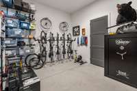 TONS of storage - bike room off the garage, along with a safe room.