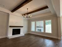 Family room with cedar beams