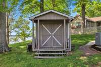 Outdoor storage building.