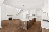 View of the Kitchen and Family room from the Dining room