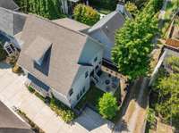 An aerial view of the back of the home