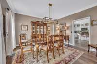 Formal dining room with beautiful chandelier