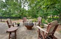 Stone patio located in private rear yard