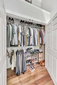 Double closet in master bedroom