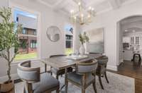 Tons of natural light in this beautiful dining room. Don't need it? What an office space it would be.