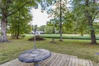 The back deck of home overlooks the stunning farmland.