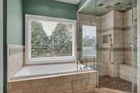 The soaking tub and oversized double shower add to that spa-like feel.