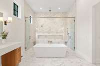 Ethereal primary bath is picture perfect