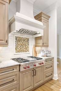 Wolf gas range with vented hood