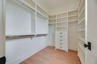 One of three primary suite closets