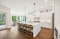 Open floorplan with grand kitchen island.