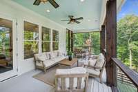 This screened porch is the perfect evening retreat.