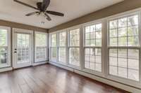 Florida room facing the fenced backyard