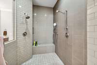 Large walk-in shower.