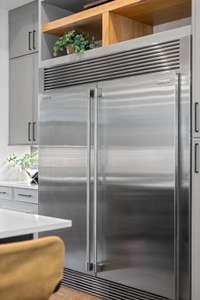 60" Electrolux refrigerator and freezer.