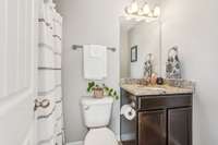 Here is a picture of the full bathroom in bedroom number two.
