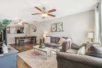 As you enter, you are greeted with an open living area.