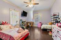 Jack and Jill Bedroom 3 joins full bath, hardwood floors and walk-in closet