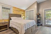 French doors leads to covered rear porch