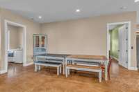 A spacious 19 feet long dining room provides more than enough room for large gatherings and family meals.