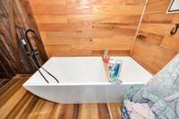 Upstairs Full Bath - wood flooring, soaking tub, custom tile shower