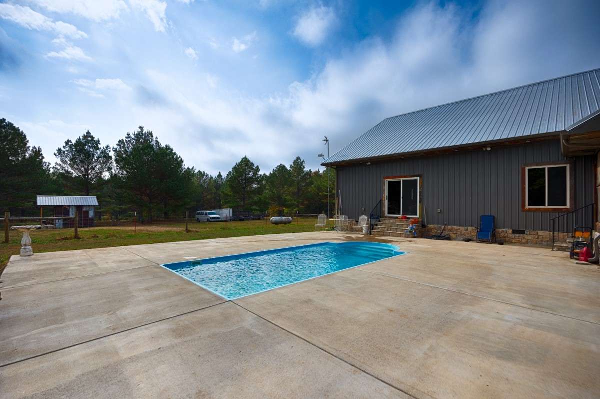 In ground pool- fiberglass salt filter, concrete deck