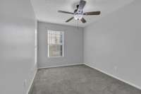 Bedroom #3. A picture of an empty room doesn’t really show much but it’s a decent size bedroom…10x14…with a double closet. Newer carpet and paint. Ceiling fan.