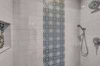 designer tile in main shower