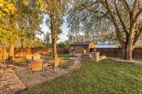 Backyard seating with firepit