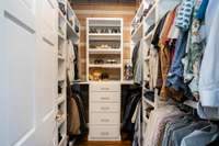 One of three closets in the primary suite