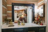Wet bar with sink and ice maker